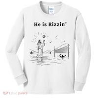 He Is Rizzin Jesus Volleyball Kids Long Sleeve Shirt thumb 0