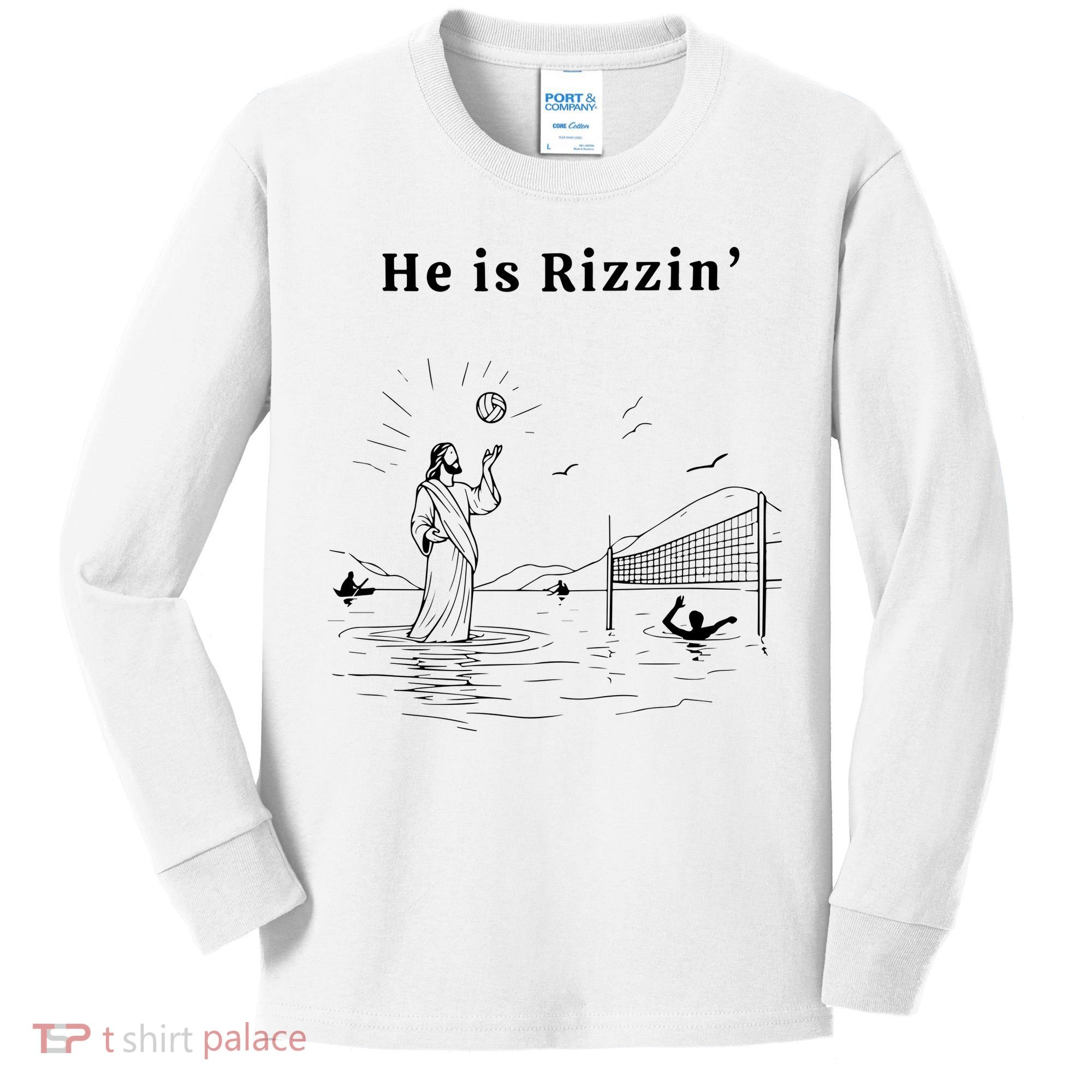 He Is Rizzin Jesus Volleyball Kids Long Sleeve Shirt