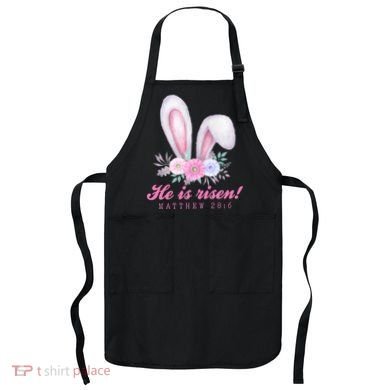 He Is Risen Easter Sunday Bunny Floral Apron