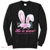 He Is Risen Easter Sunday Bunny Floral Sweatshirt thumb 0