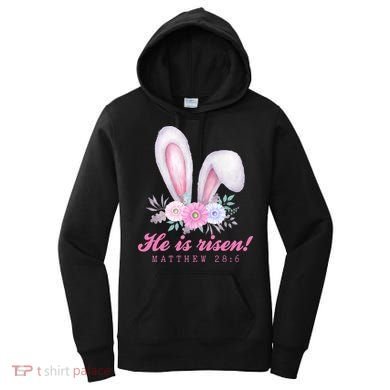 He Is Risen Easter Sunday Bunny Floral Women's Hoodie
