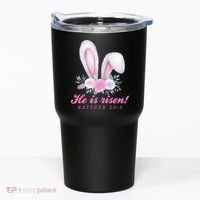 He Is Risen Easter Sunday Bunny Floral Tumbler thumb 0