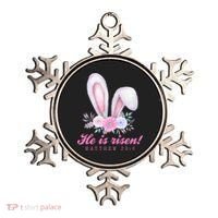 He Is Risen Easter Sunday Bunny Floral Ornament thumb 0