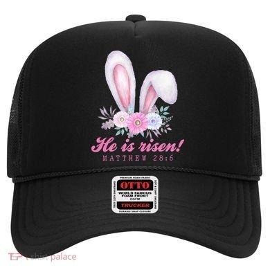 He Is Risen Easter Sunday Bunny Floral Hat
