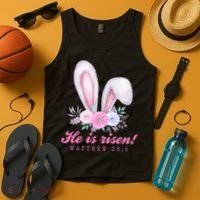 He Is Risen Easter Sunday Bunny Floral Tank Top thumb 4