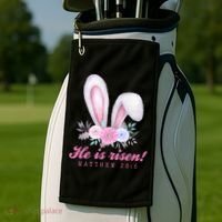 He Is Risen Easter Sunday Bunny Floral Golf Towel thumb 2