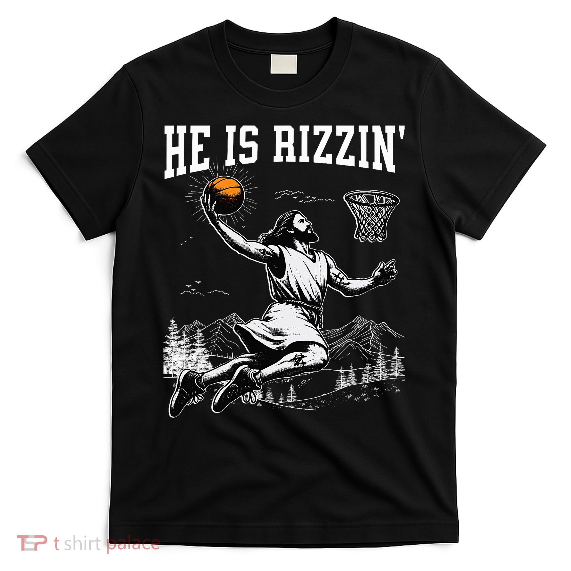 He Is Risen Rizzin Easter Jesus Christian Faith Basketball T-Shirt