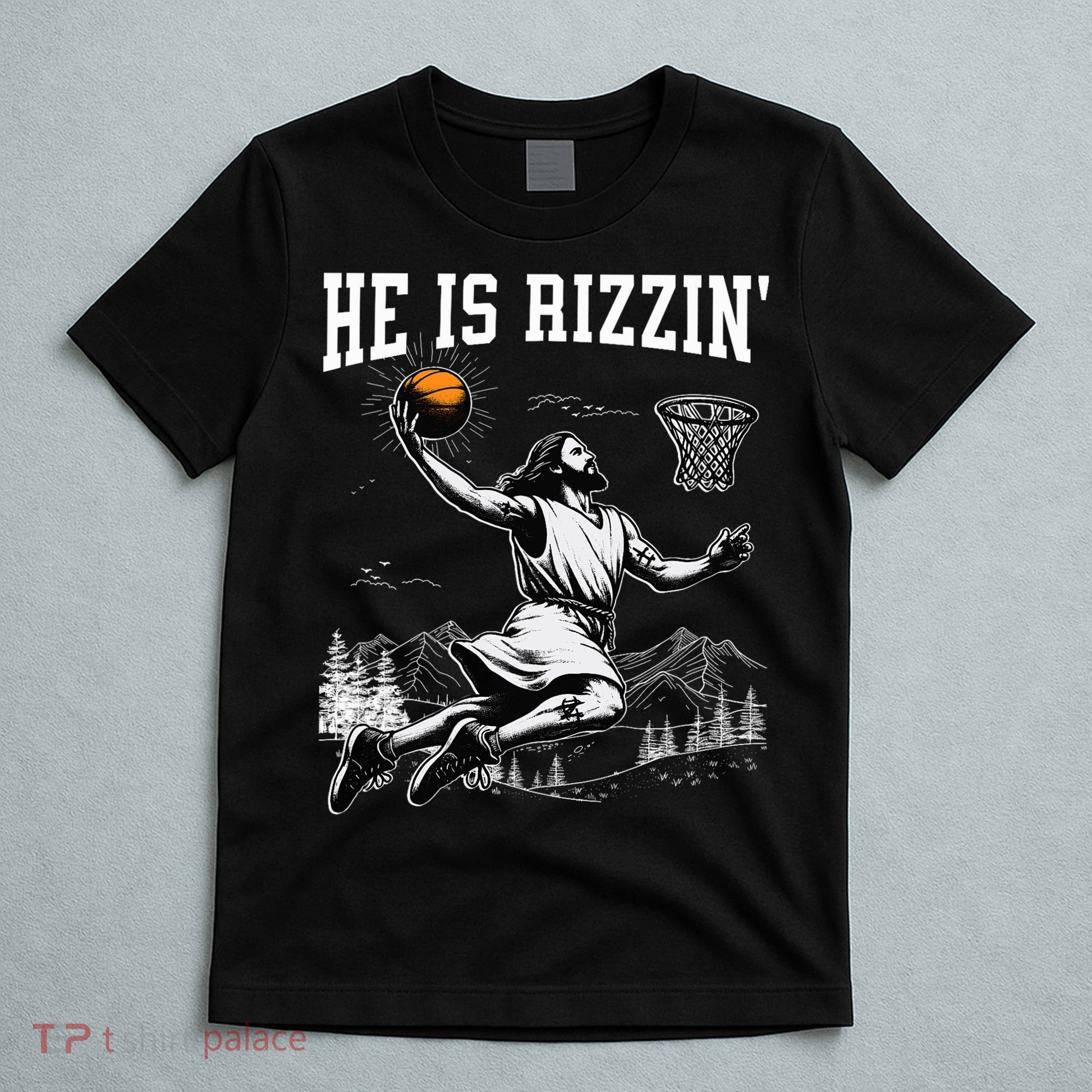 He Is Risen Rizzin Easter Jesus Christian Faith Basketball T-Shirt