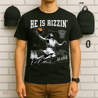 He Is Risen Rizzin Easter Jesus Christian Faith Basketball T-Shirt thumb 6