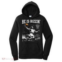 He Is Risen Rizzin Easter Jesus Christian Faith Basketball Women's Hoodie thumb 0