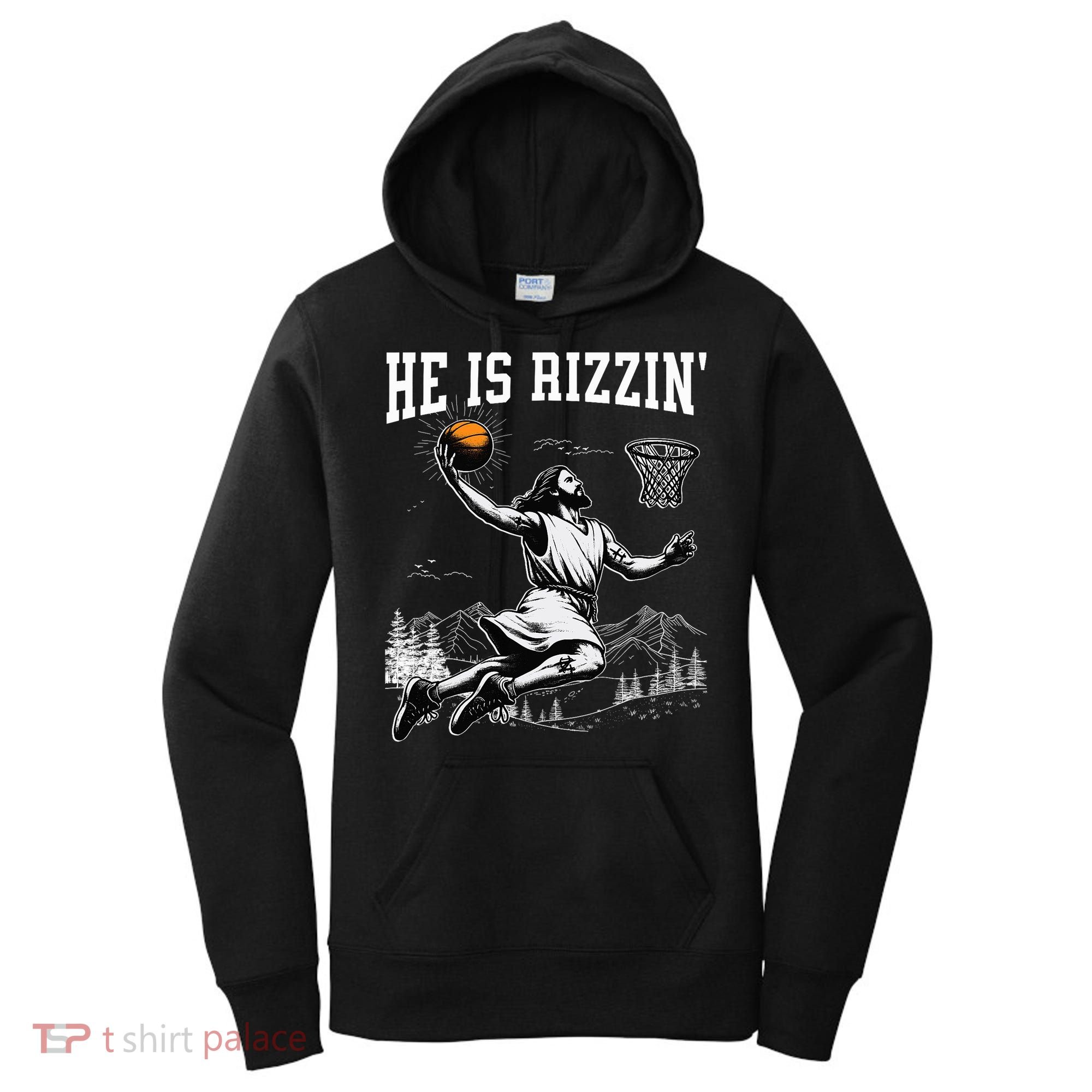 He Is Risen Rizzin Easter Jesus Christian Faith Basketball Women's Hoodie