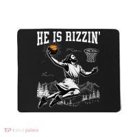 He Is Risen Rizzin Easter Jesus Christian Faith Basketball Mousepad thumb 0