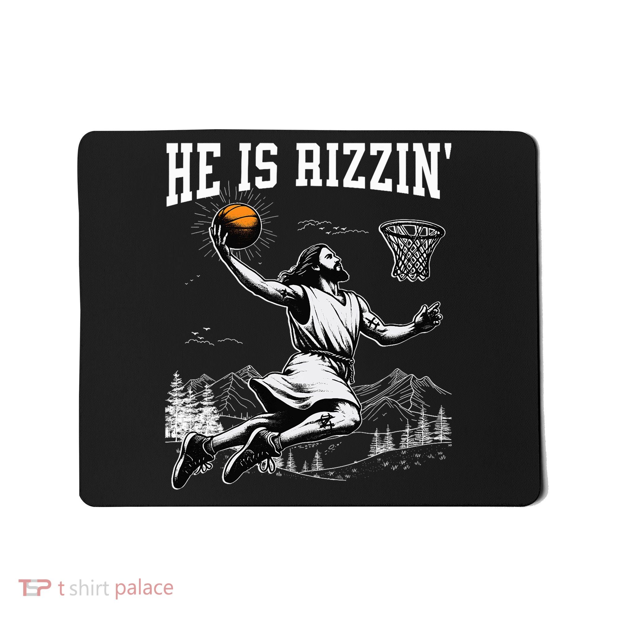 He Is Risen Rizzin Easter Jesus Christian Faith Basketball Mousepad