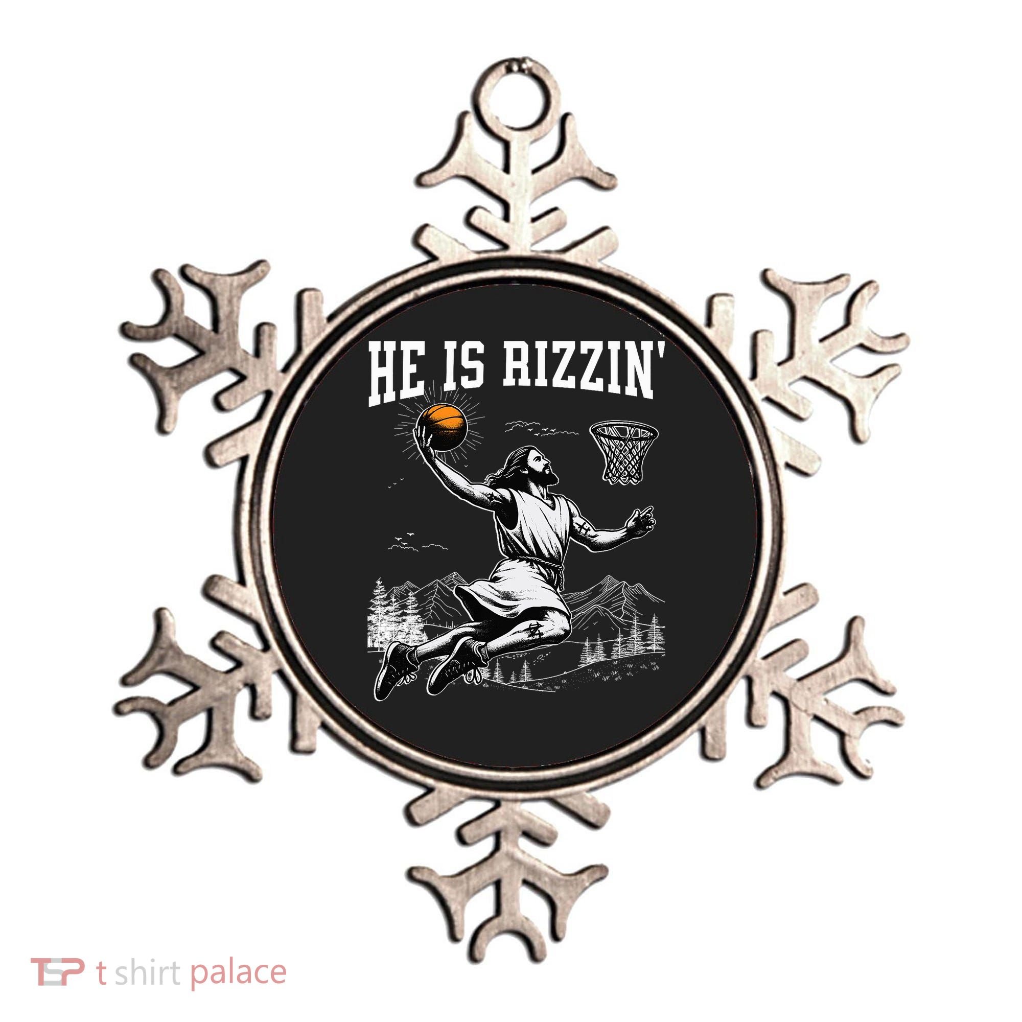 He Is Risen Rizzin Easter Jesus Christian Faith Basketball Ornament