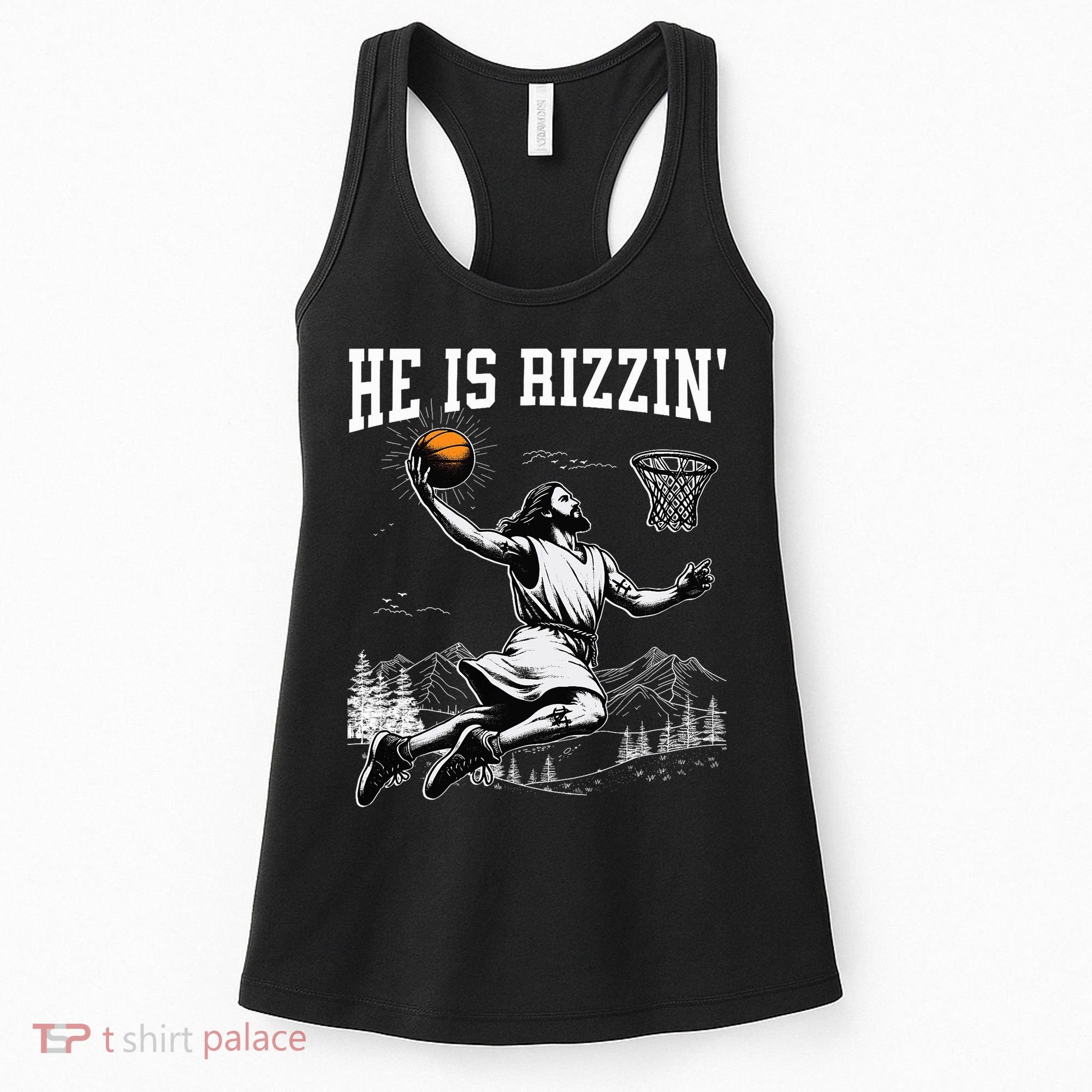 He Is Risen Rizzin Easter Jesus Christian Faith Basketball Women's Tank Top