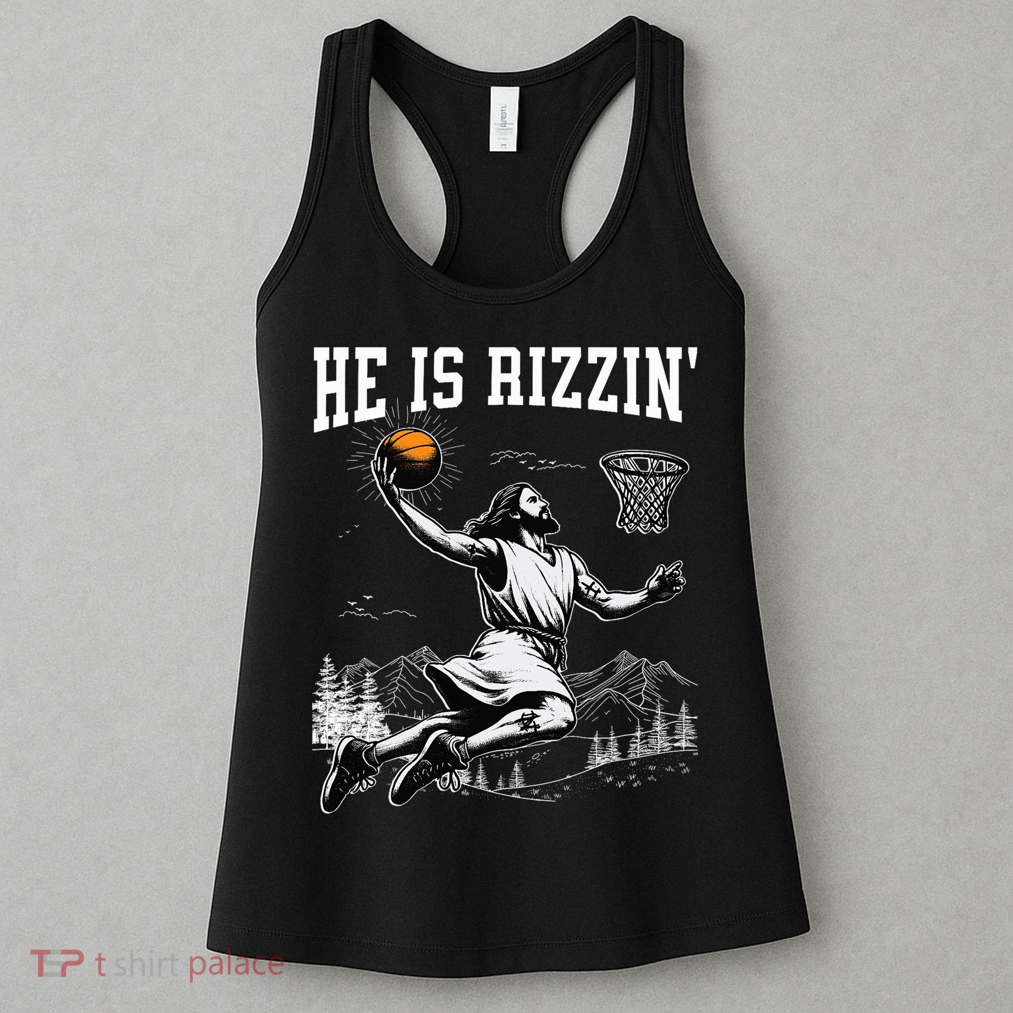 He Is Risen Rizzin Easter Jesus Christian Faith Basketball Women's Tank Top