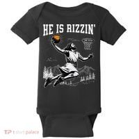He Is Risen Rizzin Easter Jesus Christian Faith Basketball Baby Bodysuit thumb 0