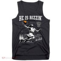 He Is Risen Rizzin Easter Jesus Christian Faith Basketball Tank Top thumb 0