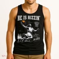 He Is Risen Rizzin Easter Jesus Christian Faith Basketball Tank Top thumb 3