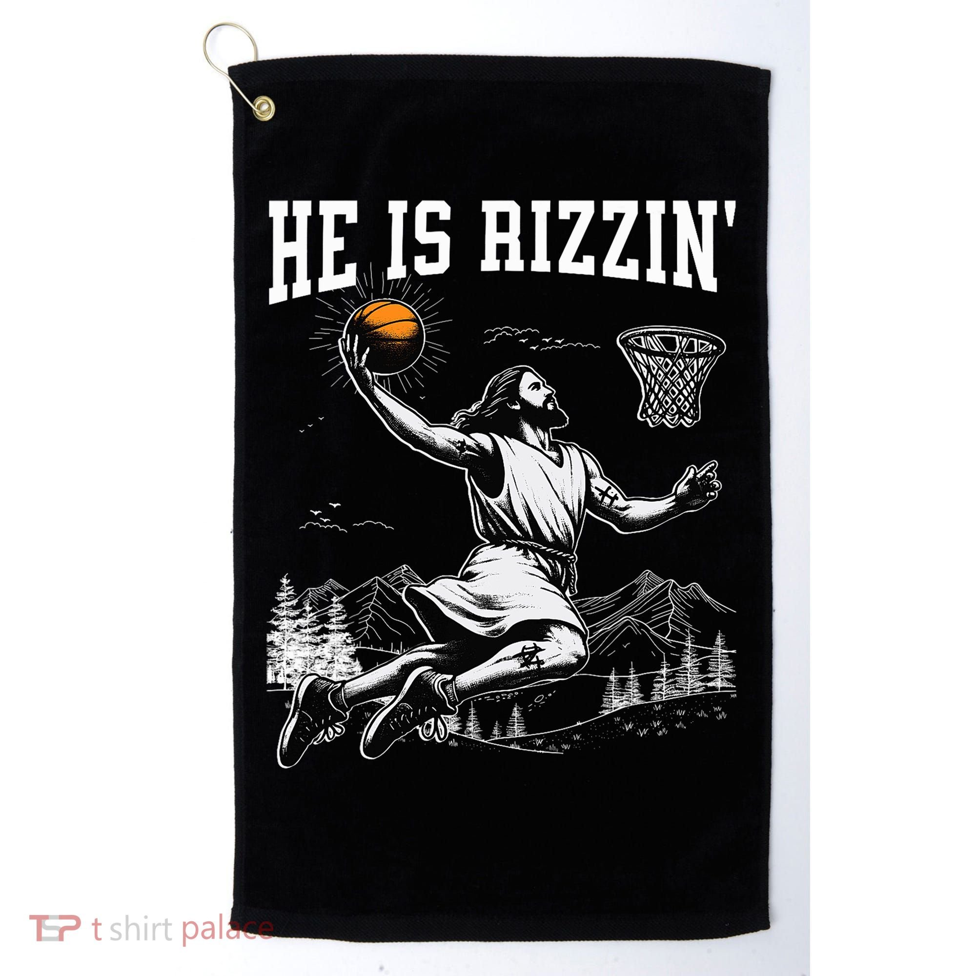 He Is Risen Rizzin Easter Jesus Christian Faith Basketball Golf Towel