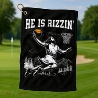 He Is Risen Rizzin Easter Jesus Christian Faith Basketball Golf Towel thumb 1