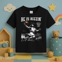He Is Risen Rizzin Easter Jesus Christian Faith Basketball Toddler T-Shirt thumb 3