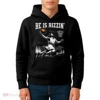 He Is Risen Rizzin Easter Jesus Christian Faith Basketball Kids Hoodie thumb 4