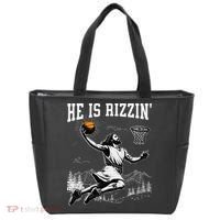 He Is Risen Rizzin Easter Jesus Christian Faith Basketball Tote Bag thumb 0