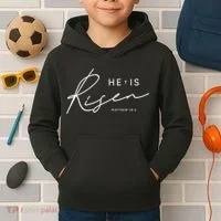 He Is Risen Jesus Easter Christian Kids Hoodie thumb 2