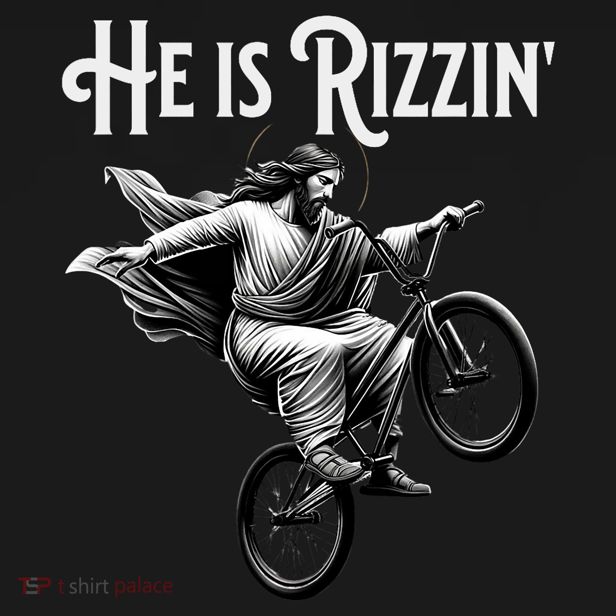 He Is Rizzin Jesus Riding Bmx Bike Funny Bicycle Rizz Women's Tank Top