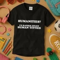 Humanities ID Rather Study Human Titties Kids T-Shirt thumb 3