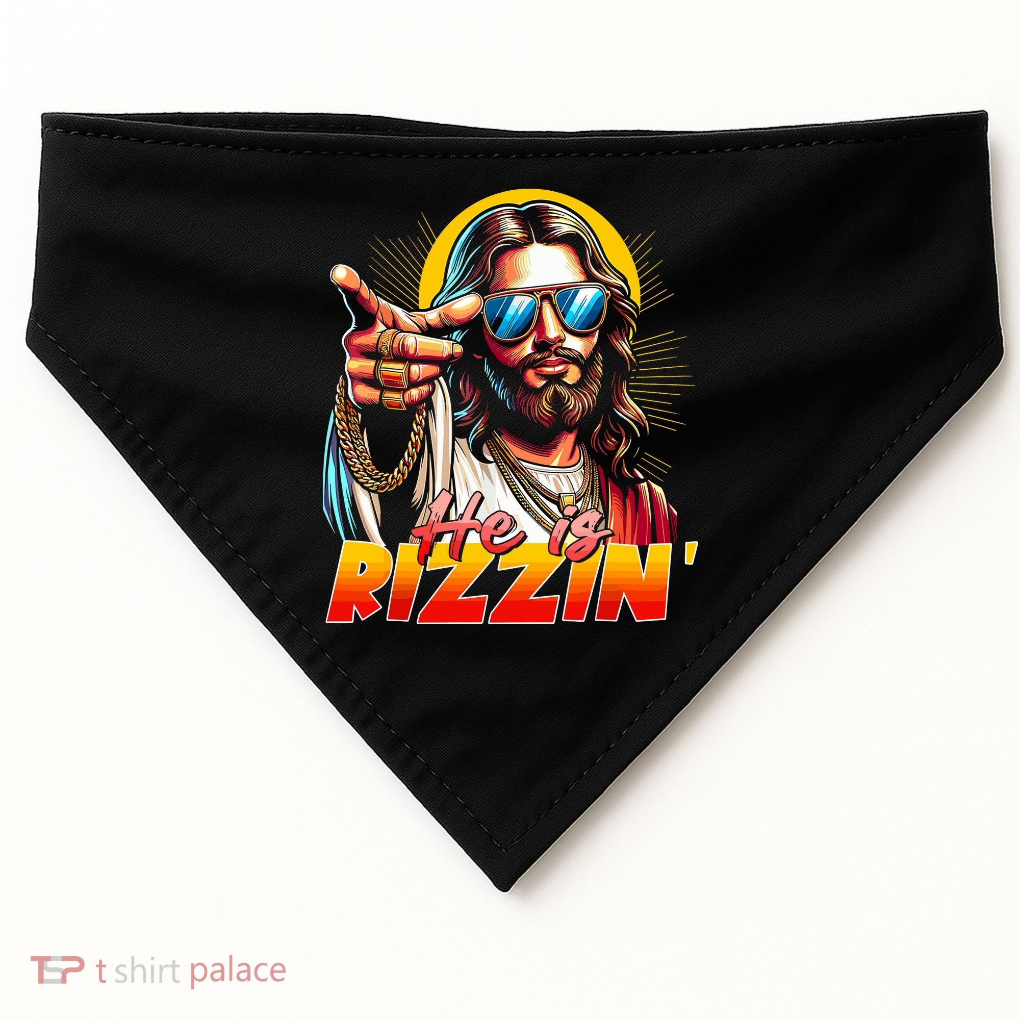 He Is Rizzin' Funny Jesus Christian Happy Easter Eggs  USA-Made Doggie Bandana