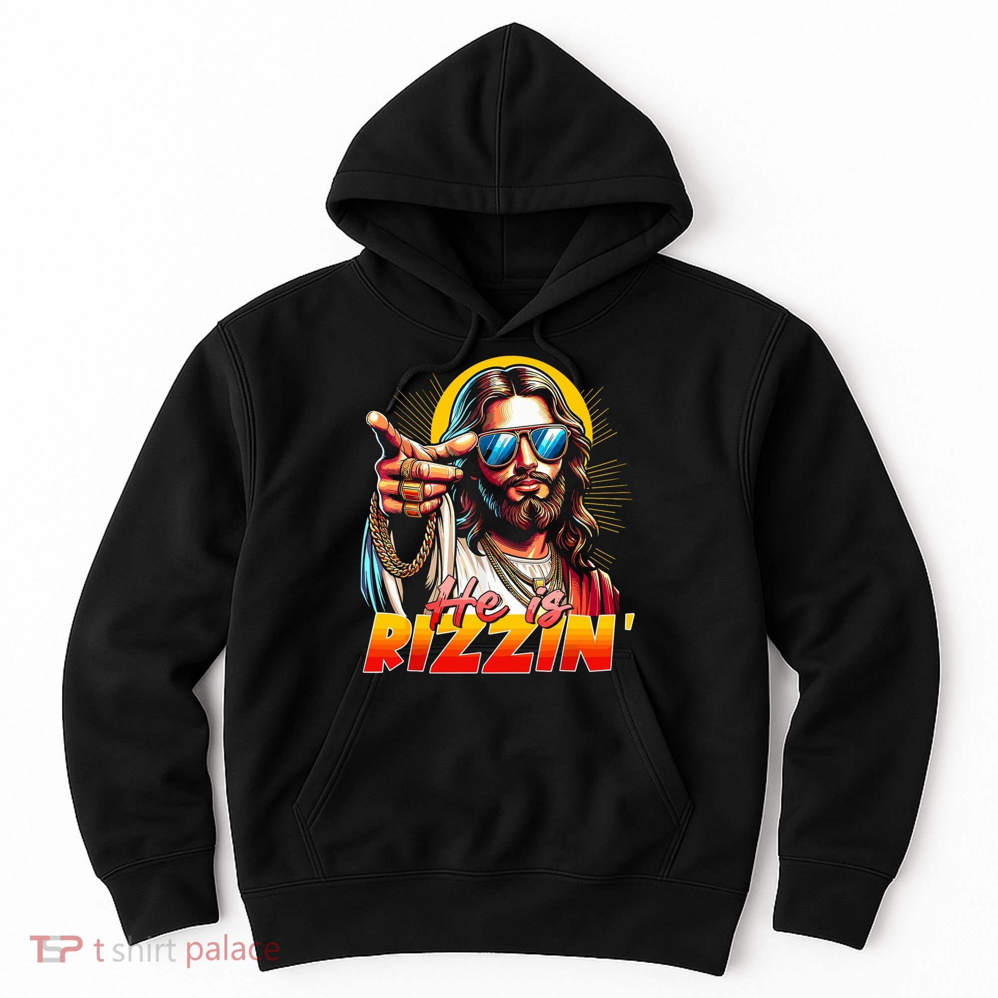 He Is Rizzin' Funny Jesus Christian Happy Easter Eggs  Hoodie