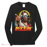 He Is Rizzin' Funny Jesus Christian Happy Easter Eggs  Long Sleeve Shirt thumb 0