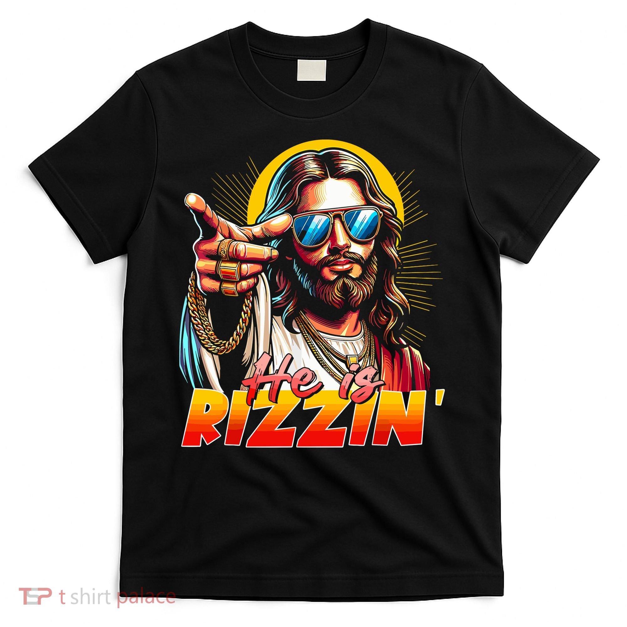 He Is Rizzin' Funny Jesus Christian Happy Easter Eggs  T-Shirt