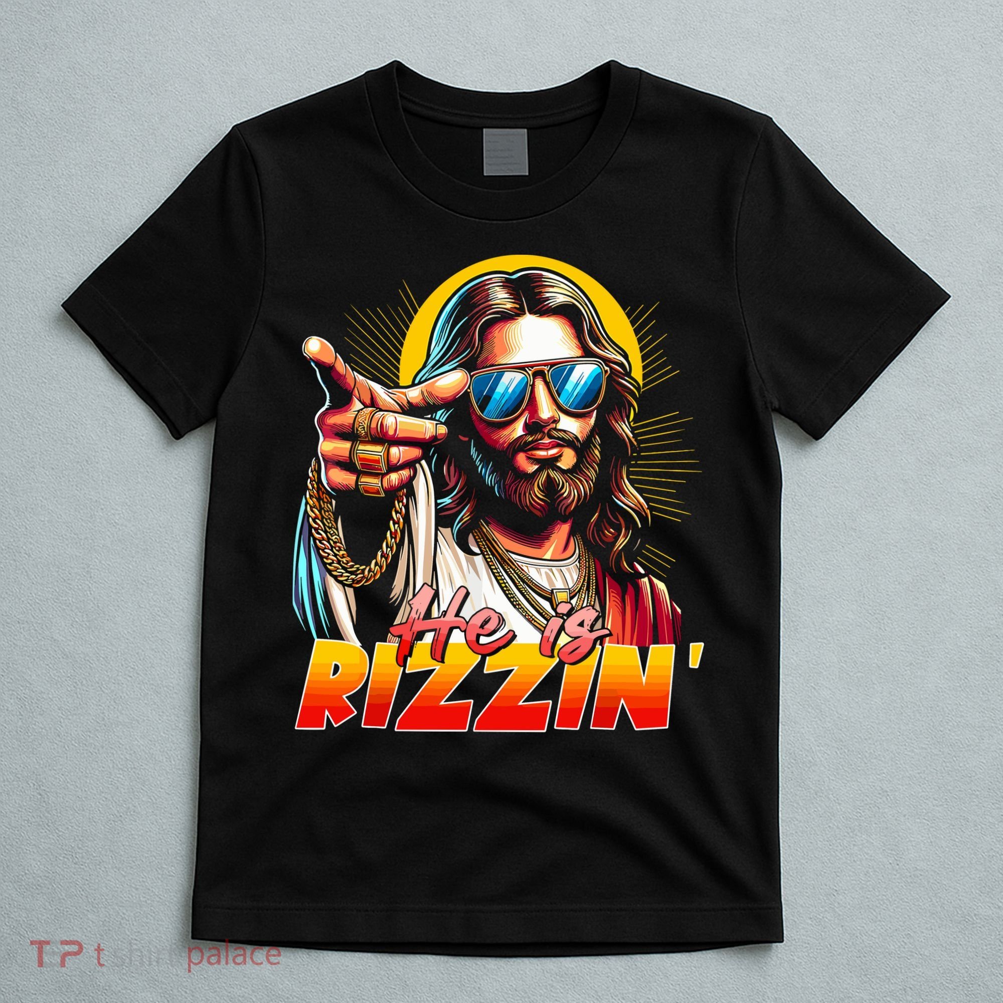 He Is Rizzin' Funny Jesus Christian Happy Easter Eggs  T-Shirt
