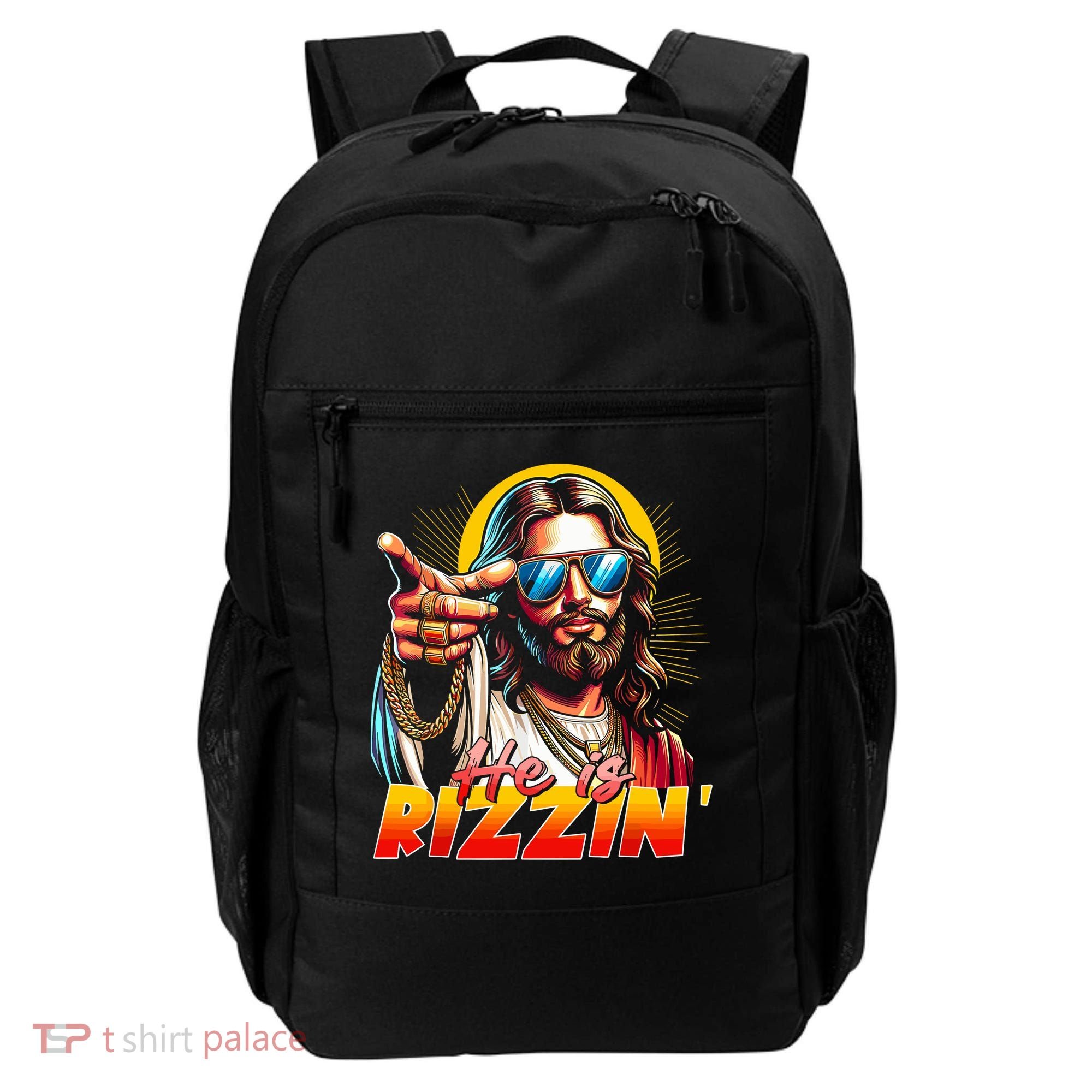 He Is Rizzin' Funny Jesus Christian Happy Easter Eggs  Backpack