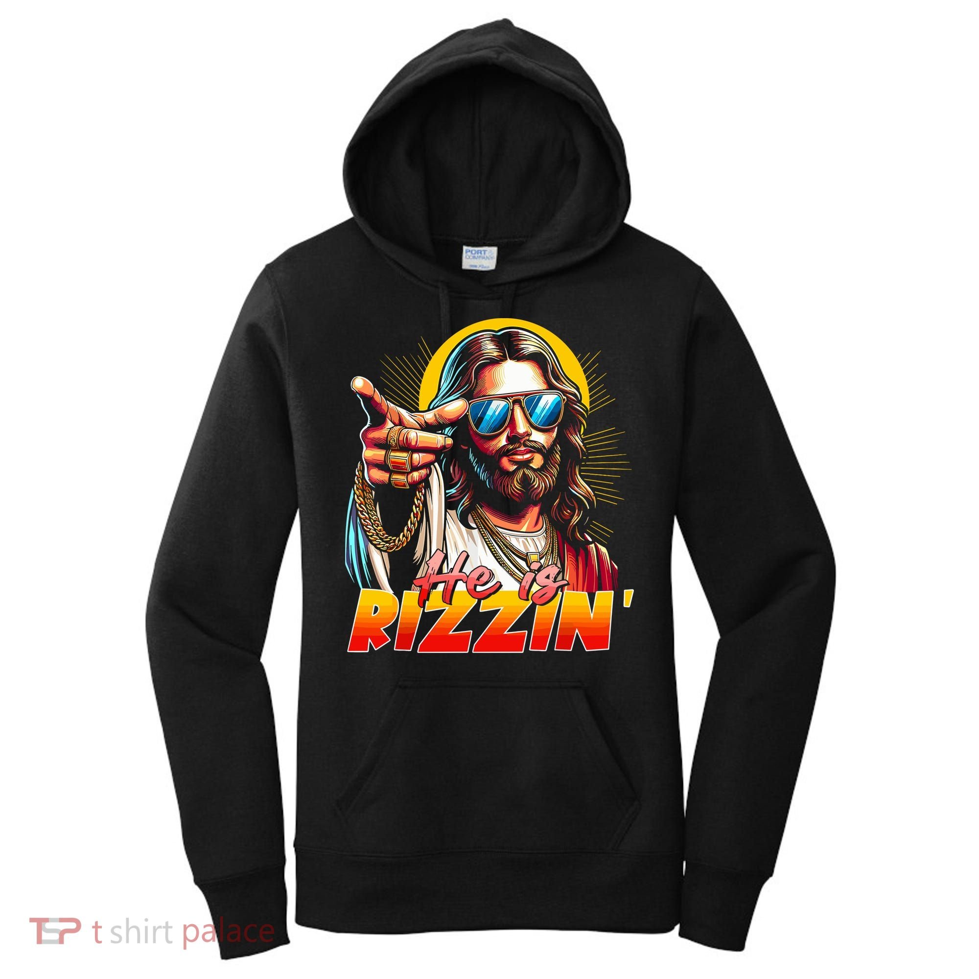 He Is Rizzin' Funny Jesus Christian Happy Easter Eggs  Women's Hoodie