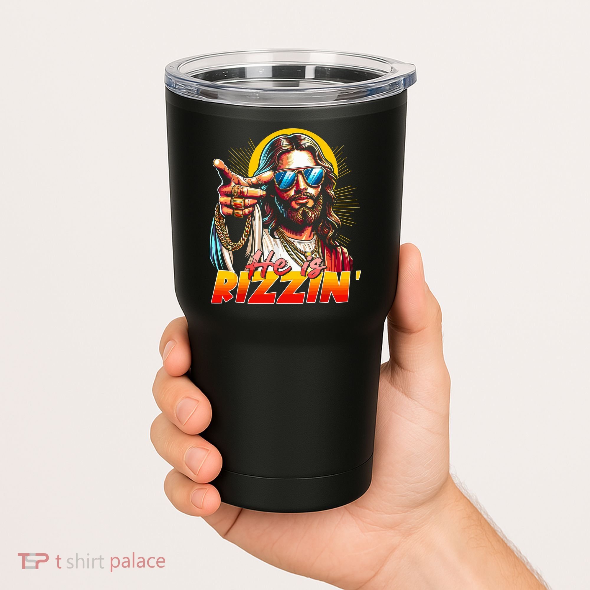 He Is Rizzin' Funny Jesus Christian Happy Easter Eggs  Tumbler