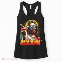 He Is Rizzin' Funny Jesus Christian Happy Easter Eggs  Women's Tank Top thumb 0