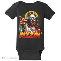 He Is Rizzin' Funny Jesus Christian Happy Easter Eggs  Baby Bodysuit thumb 0