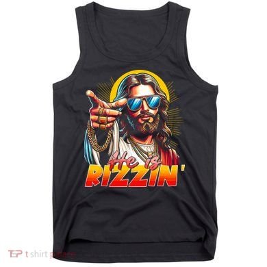 He Is Rizzin' Funny Jesus Christian Happy Easter Eggs  Tank Top