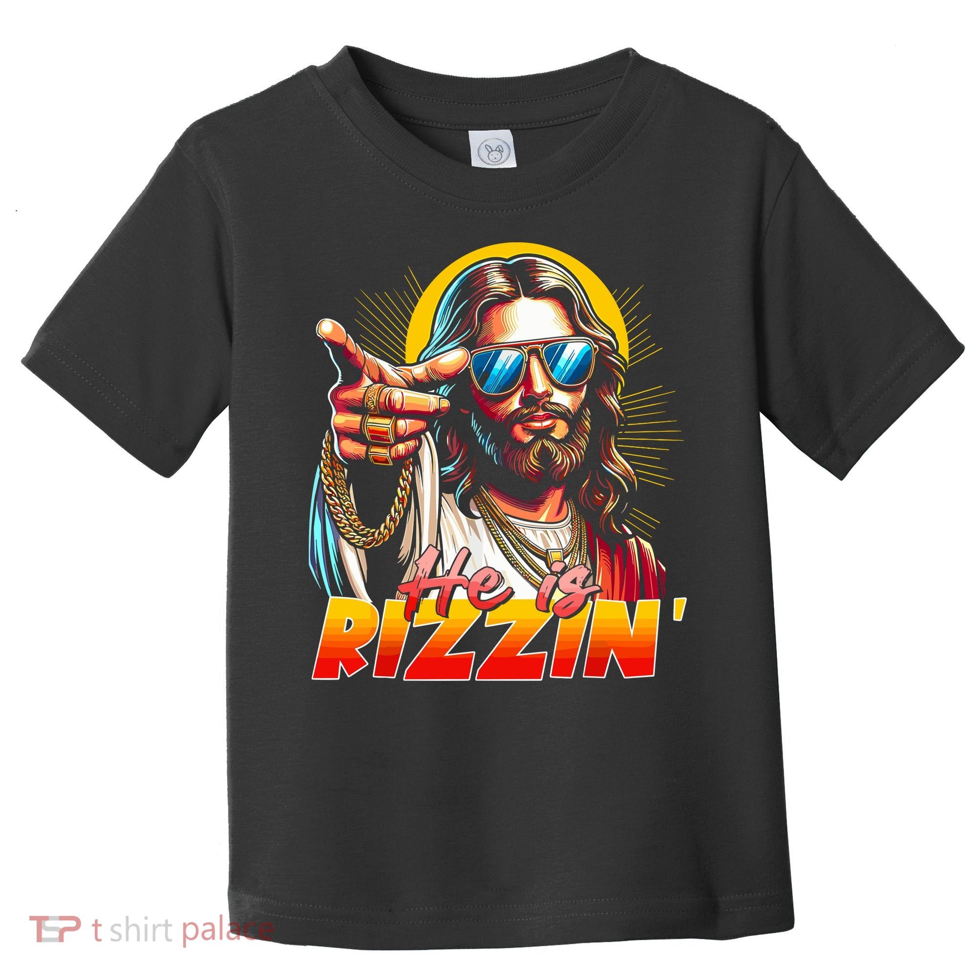 He Is Rizzin' Funny Jesus Christian Happy Easter Eggs  Toddler T-Shirt