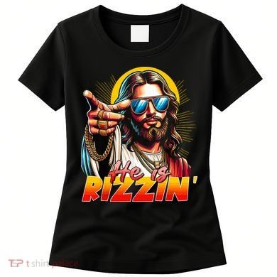 He Is Rizzin' Funny Jesus Christian Happy Easter Eggs  Women's T-Shirt