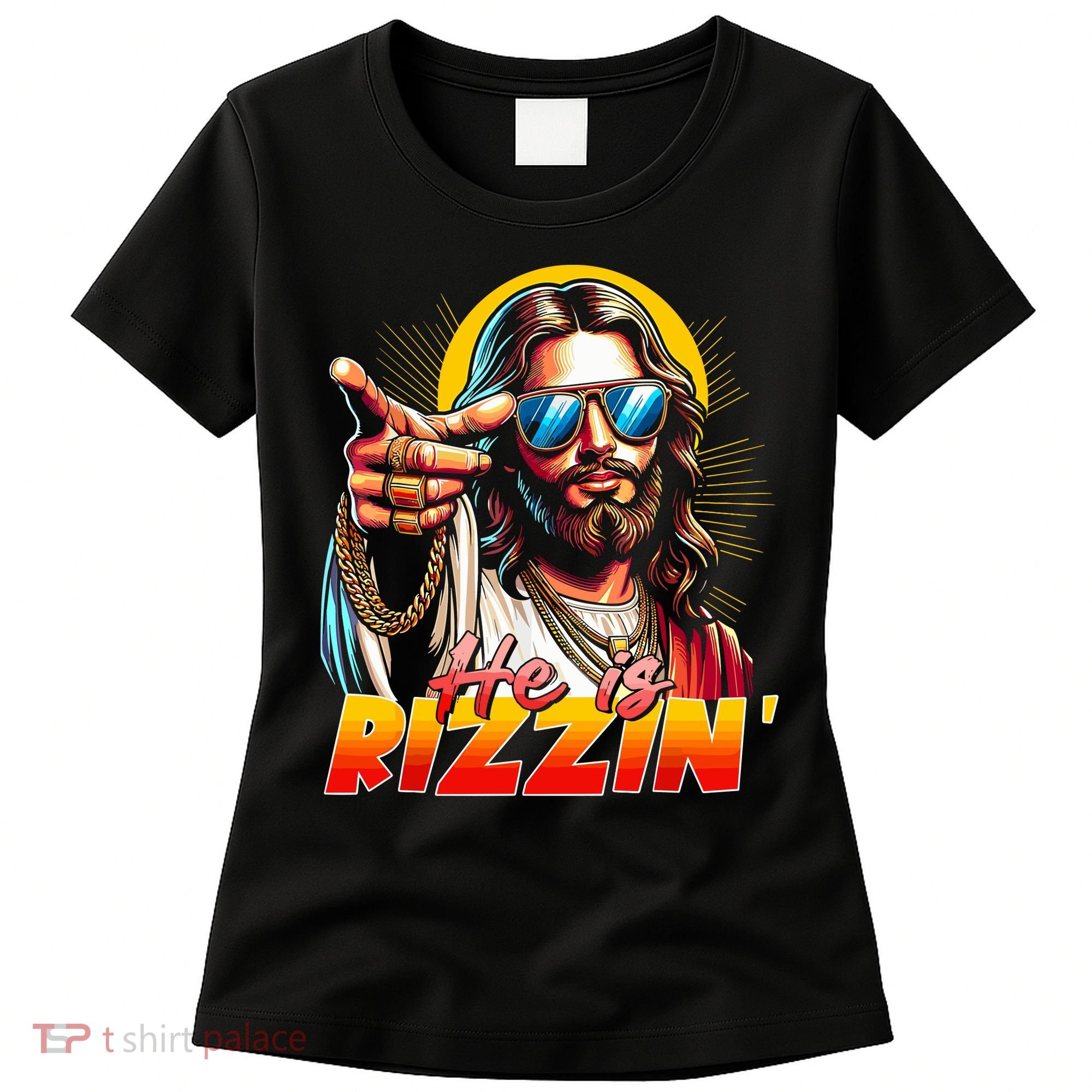 He Is Rizzin' Funny Jesus Christian Happy Easter Eggs  Women's T-Shirt