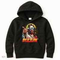 He Is Rizzin' Funny Jesus Christian Happy Easter Eggs  Kids Hoodie thumb 0