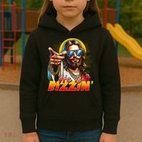 He Is Rizzin' Funny Jesus Christian Happy Easter Eggs  Kids Hoodie thumb 3