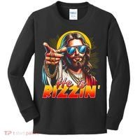 He Is Rizzin' Funny Jesus Christian Happy Easter Eggs  Kids Long Sleeve Shirt thumb 0