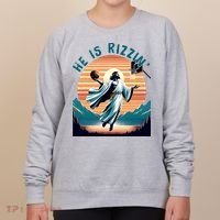 He Is Rizzin Basketball Jesus Retro Easter Christian Women's Sweatshirt thumb 0