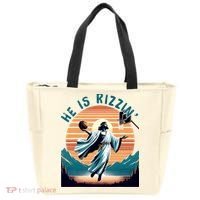 He Is Rizzin Basketball Jesus Retro Easter Christian Tote Bag thumb 0